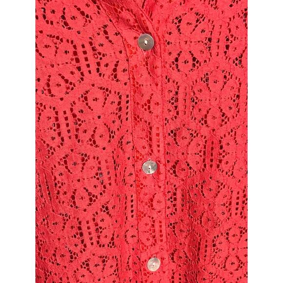 Ruby‎ Road Favorites 12 petite Red Lace Button up Blouse - Picture 3 of 4